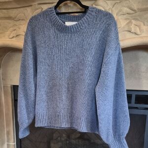 THE GREAT. Heathered Blue Crew Neck Sweater